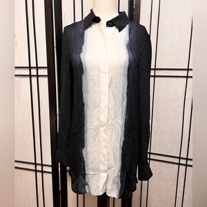 Vince Button Down 100% Silk Dip Dye Blouse -size 4